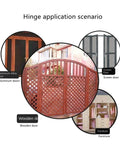 Hinge application scenario showing Rotating Concealed Hinges For Doors And Cabinets on wooden, screen, and aluminum alloy doors.