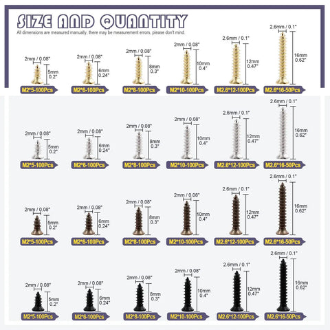 Heavy Duty Assorted Wood Screws Kit With Six Precision Sizes for Badass DIY Workshops featuring various screw sizes and colors.