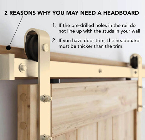 Close-up of All In One Adjustable Gold Barn Door Hardware Kit for a 6 foot 7 inch track with roller guide.