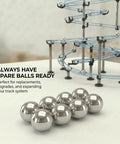 Replacement Steel Balls For Marble Runs And Gravity Rails For STEM Coaster Kits With Smooth Rolling Upgrade displayed next to track.