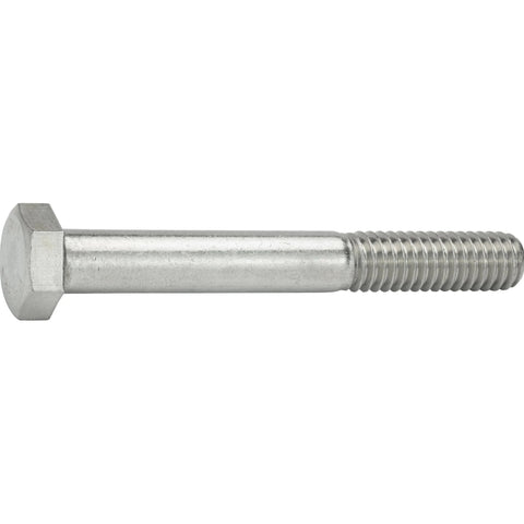 Side view of hex head cap screw bolt, stainless steel 304, 3/8-16 x 3, partially threaded, external hex drive