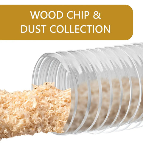 Heavy Duty 4 Inch By 20 Foot Flexible Clear PVC Dust Collection Hose With Carbon Steel Wire Coil venting wood chips