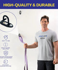 Heavy Duty Wall Mount Anchor For Resistance Bands And Cable Straps Set Of 3 Black home gym setup with person holding strap.