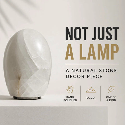 Natural Calcite Stone Lamp With 15 Pound Solid Crystal Handcrafted One Of A Kind Table Lamp With Warm Dimmable Glow Dope Crystal