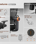 Ergonomic Office Chair With Auto Following Lumbar Support, adjustable headrest, armrest, and seat depth features displayed