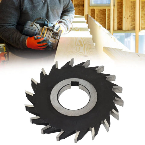 Front view of 18-tooth face milling cutter disc, 100 mm diameter, high-speed steel, for metal/wood plane processing.