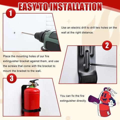 Installation steps for Four Pack Fire Extinguisher Mount Brackets Five Pound Metal Mounting Kit For Vehicles And Home.