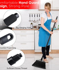 Heavy Duty 3 Pack Broom Set With 55 Inch Telescoping Pole And Padded Eva Grip used for cleaning kitchen floors, showing comfort grip and strong pole.