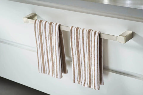 90 Degree 18 Inch Towel Bar In Brushed Nickel, Slick Modern Bathroom Accessory With Concealed Mounting, Aluminum Bar And Zinc Posts