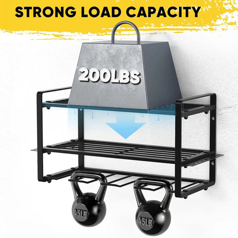 Heavy Duty Power Tool Organizer And Drill Holder Wall Mount For Garage And Workshop 3 Tier Cordless Drill Storage Rack Easy Install Tool Storage System With Side Slots And Hooks