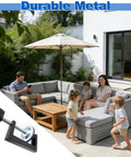 3 Inch Adjustable Patio Furniture Clips For Outdoor Rattan And Wicker Sets in use, connection detail shown