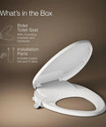 Elongated Manual Bidet Toilet Seat With Chrome Handle And Quiet Close Lid No Power Needed Easy Install With Quick Release Hinges