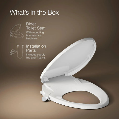 Elongated Manual Bidet Toilet Seat With Chrome Handle And Quiet Close Lid No Power Needed Easy Install With Quick Release Hinges