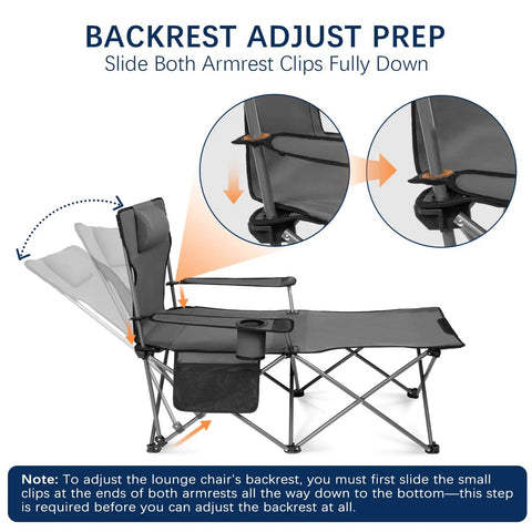 Comfy Reclining Beach Chair With Adjustable Backrest From Ninety To One Hundred Thirty Five Degrees, folding design demo.