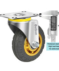 Side view of 3 Inch Heavy Duty Rubber Swivel Caster Wheels Non Marking Quiet Roll With Anti Skid 360 Degree Ball Bearing Steel Yoke