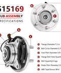 Front Wheel Bearing And Hub Assembly For Ford F150 4WD 2015 Through 2017 Replacement Hub Bearing detailed specifications diagram