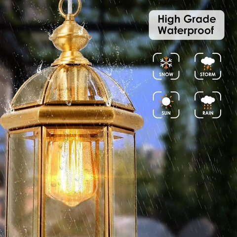 Outdoor Brass Hanging Light Fixtures Built to Last Weatherproof Pendant Lighting for Exterior Ceiling Porch Garden Entryway