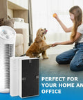 Woman playing with dog near air purifier and 2 Pack Replacement Filter FRF102B For Febreze Air Purifiers FHT170W FHT180W FHT190W
