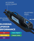 Side view of a black and blue Dremel 4000 variable-speed rotary tool with adjustable speed dial