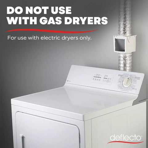 Electric dryer with No Brainer Extra Heat Dryer Saver For 4 Inch Ducts With Two 4 Inch Plastic Clamps Moisture Control in white.