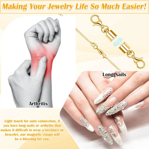 Six Styles Magnetic Necklace Clasps Set With Twenty Pieces Extra Strong Magnets Jewelry Clasp Extenders for easy use with arthritis and long nails