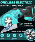 21V Cordless Electric Scissors With 4000mAh Battery And High Speed Cutting Performance, detailed view of rotary cutting tool design.