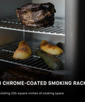 Electric Vertical BBQ Smoker with Analog Temperature Control 30 Inch, showing 3 chrome smoking racks inside unit
