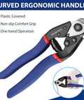 Heavy Duty Cable Cutter with ergonomic blue grips, 7.5 inch chrome vanadium steel jaw for aircraft cables and wire ropes
