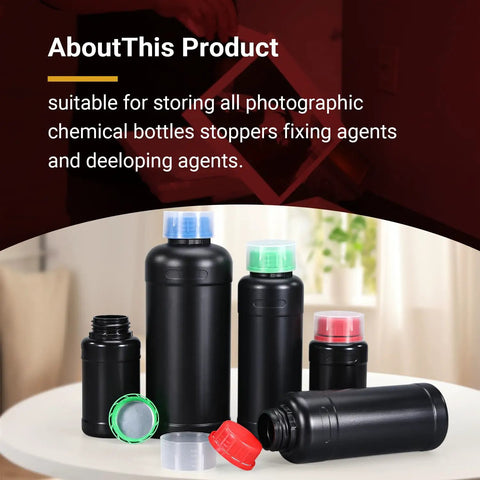 3 Pack 1000ml HDPE Darkroom Chemical Storage Bottles With Lids For Film Developing And Photo Processing Equipment Durable Black