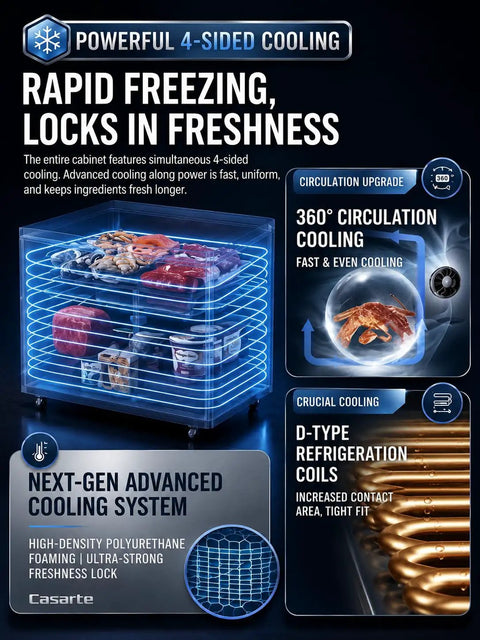 7.0 Cu Ft Compact Chest Freezer Energy Efficient Low Noise Cold Storage With Slick Rolling Basket Freestanding Food Preserver Go Hard On Freshness For Small Apartments Built Different showcasing advanced cooling technology.