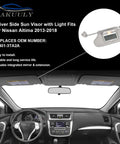 Driver Side Sun Visor With Light For Nissan Altima 2013 2018 Gray Left Replacement shown installed in car interior.