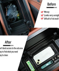 Mazda CX50 Interior Upgrade Kit 4 Pack Center Console Organizer Tray Armrest Storage Box comparison before and after installation