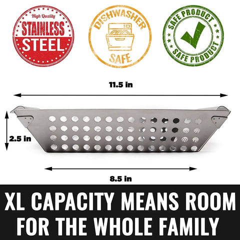 Premium Stainless Steel Grill Basket For Outdoor Grilling Extra Large Family Size Durable Veggies Fish Shrimp And Kebabs