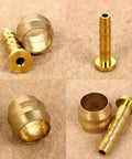 Gold olives and inserts from Dope 2500mm Bicycle Hydraulic Disc Brake Hose Kit For Shimano BH59 System Includes Lever Covers Compression Nuts Protective Sleeves Olives And Inserts Black Ready To Install on display
