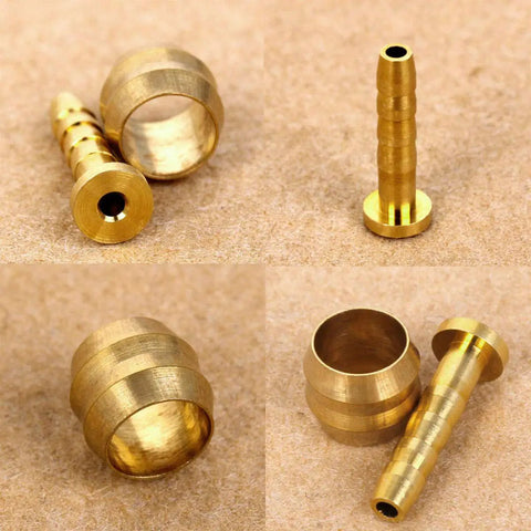 Gold olives and inserts from Dope 2500mm Bicycle Hydraulic Disc Brake Hose Kit For Shimano BH59 System Includes Lever Covers Compression Nuts Protective Sleeves Olives And Inserts Black Ready To Install on display