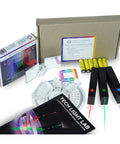 Contents of Color Mixing LED Optics Kit For Kids, Hands On Ray Box Experiments In Reflection And Refraction With Red Green Blue LEDs Pack