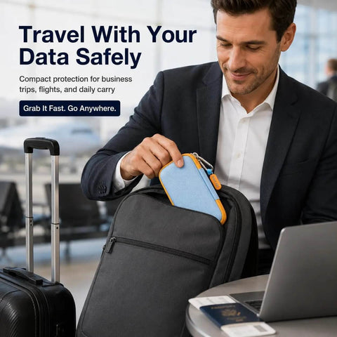 Ultimate Bash Resistant Hard Case Hella Secure Fit For SanDisk Extreme Portable Solid State Drive 500GB To 8TB Models in a backpack.