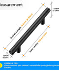 Thirty Pack Four Inch Hole Center Cabinet Pulls Matte Black Finish Six And Three Eighths Inches Overall Length with measurements