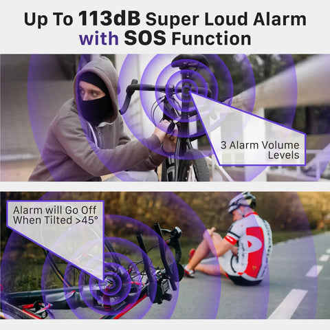 113dB Bike Alarm With Remote Control And Motion Sensor, SOS Alert, IP65 Waterproof Anti Theft Alarm System, Wireless Siren For E Bike, Motorcycle, Scooter, Cart Or Trailer on bike handlebar