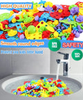 Vibrant parts of 244 Piece Electric Screwdriver Building Kit For Kids 4 To 10 Years Old DIY Construction Blocks shown in a sink.