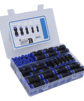 80 Piece Straight Push Pneumatic Tube Fitting Kit With Release Rings For High Pressure Plumbing And Industrial Systems Up To 1.5 Mpa And Quick Connects. 80-piece plastic case