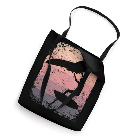 Retro Wing Foiling Tote Bag For Wingsurfing Enthusiasts And Coaches With Vintage Man Wingboard Design, 16x16 Inch