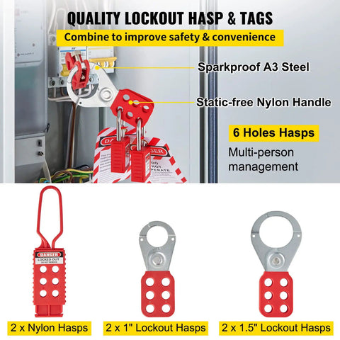 43 Piece Industrial Lockout Tagout Safety Kit Featuring Key Padlocks And Assorted Colored Tags For Electrical Mechanical Jobsite Protection Tough As Nails Hard Hat Crew Essential