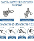 Nine-Way Slide Hammer Puller Set With Two-Jaw And Three-Jaw Options For Front-Wheel Bearings And Rear-Axle Hub Removal Dent