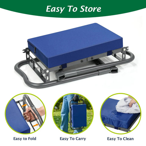 Beefy Heavy Duty Garden Kneeler And Seat With Thick Kneeling Pad Foldable Gardener Stool With Tool Pouch Converts To A Chair
