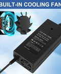 42V 2A 3 Pin XLR Charger For 36V Lithium Ebikes And Electric Scooters with built-in cooling fan
