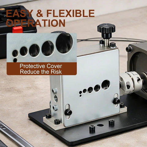 Close-up of Beefy 60W Electric Wire Stripping Machine with visible depth gauge and protective cover for easy copper core separation.