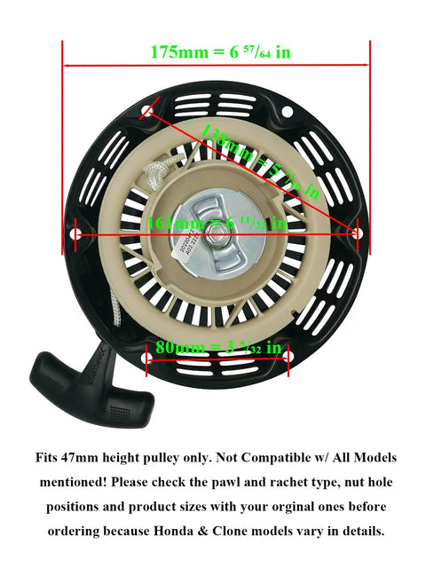 Universal Recoil Pull Start Starter For Predator, Champion, Honda, And Ryobi Engines And Generators 196cc To 224cc, top view