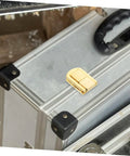 Golden zinc alloy toggle latch displayed on a metal case. Retro Iron Toggle Latch Kit For Wooden Chests Jewelry Boxes And Cabinets 5 Piece Secure Clasp Easy Install Comprehensive DIY Hardware Set For Craft Projects And Vintage Style Boxes.