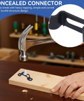 Hammering concealed connector for furniture assembly on wood panel, part of 60 Pack Slick Furniture Connectors And Concealed Slide Buckles For Cabinet Hardware Dead Simple Hidden Assembly Clips That Keep Your Wardrobe Setup Looking Sharp And A Total Game Changer.